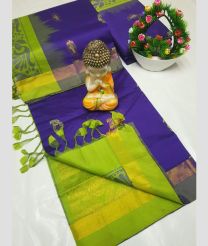 olive and violet colour tripura silk sarees with All over Buttas design
