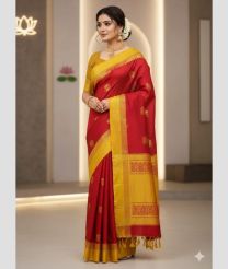 maroon colour tripura silk sarees with All over Buttas design