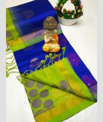 navy blue colour tripura silk sarees with All over Buttas design