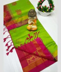green colour tripura silk sarees with All over Buttas design