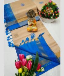 cream colour tripura silk sarees with All over Buttas design