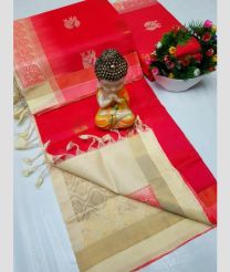 red colour tripura silk sarees with All over Buttas design