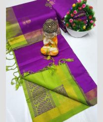 purple colour tripura silk sarees with All over Buttas design