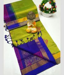 olive green and navy blue coloru tripura silk sarees with All over Buttas design