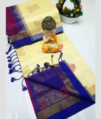 ice cream colour tripura silk sarees with All over Buttas design