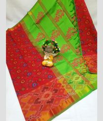 green and magenta red colour tripura silk sarees with Pochampally Border design