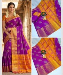 purple colour tripura silk sarees with Pochampally Border design