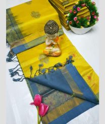 yellow colour tripura silk sarees with All over Buttas design