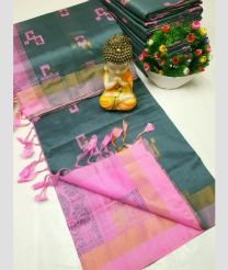 gray colour tripura silk sarees with All over Buttas design