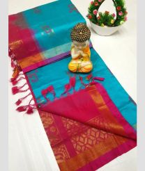 cyan blue colour tripura silk sarees with All over Buttas design