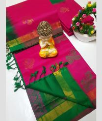 magenta red colour tripura silk sarees with All over Buttas design