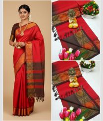 magenta red colour tripura silk sarees with Pochampally Border design