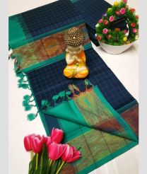 blue colour tripura silk sarees with Pochampally Border design