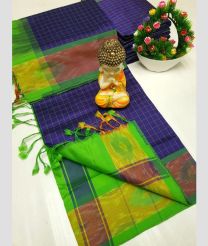 blue colour and green colour tripura silk sarees with Pochampally Border design