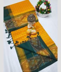 orange colour tripura silk sarees with Pochampally Border design