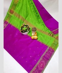 purple and green colour tripura silk sarees with all over nakshatra buttas design