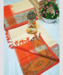 cream colour tripura silk sarees with Pochampally Border design
