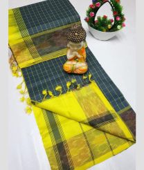 gray colour tripura silk sarees with Pochampally Border design