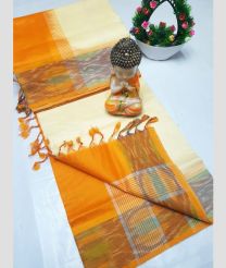 cream colour tripura silk sarees with Pochampally Border design