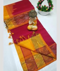 magenta colour tripura silk sarees with Pochampally Border design