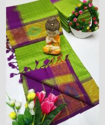 green colour tripura silk sarees with Pochampally Border design
