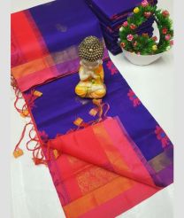 navy blue colour tripura silk sarees with All over Buttas design