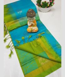 dark blue colour tripura silk sarees with All over Buttas design