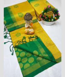 olive green colour tripura silk sarees with All over Buttas design