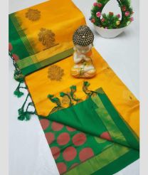 olive and green colour tripura silk sarees with All over Buttas design