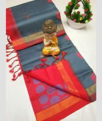steel blue colour tripura silk sarees with All over Buttas design