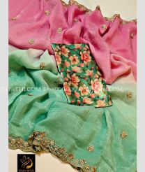 Pink and Aquamarine tussar sarees with All over Buttas design - TSSS0000009