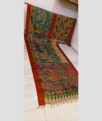 Cream and Chestnut tussar sarees with All over Hand Paint Pen Kalamkari design