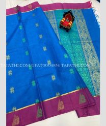 royal blue and purple colour uppada cotton sarees with All over Buttas design - UPAT0004834