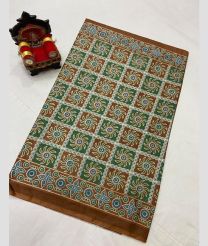 Spring Green and Brown uppada cotton sarees with All over design