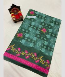 Greish Green and Pink uppada cotton sarees with All over design