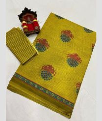 Mustard Yellow and Blue Ivy uppada cotton sarees with All over design