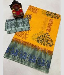 Mango Yellow and Grey uppada cotton sarees with All over design
