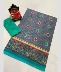 Grey and Blue Jay uppada cotton sarees with All over design