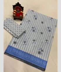 Cream and Blue uppada cotton sarees with All over design