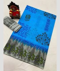 Blue and Grey uppada cotton sarees with All over design
