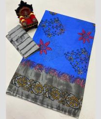 Grey and Blue uppada cotton sarees with All over design