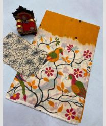 Cream and Yellow uppada cotton sarees with All over design