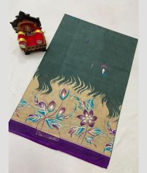 Fern Green and Cream uppada cotton sarees with All over design
