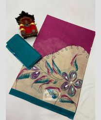 Deep Pink and Cream uppada cotton sarees with All over design