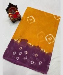 Yellow and Plum Velvet uppada cotton sarees with All over design