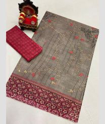 Grey and Red uppada cotton sarees with All over design