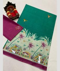 Teal and Magenta uppada cotton sarees with All over design