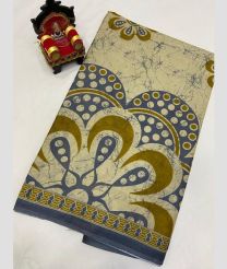Cream and Dark Grey uppada cotton sarees with All over design