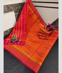 red colour uppada cotton sarees with All over Ikkat design