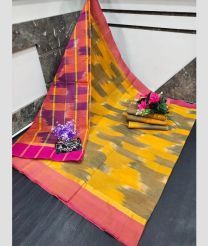 olive and pink colour uppada cotton sarees with All over Ikkat design